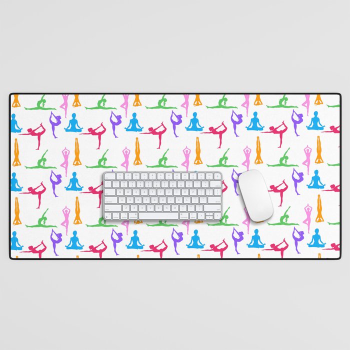 Yoga pose pattern,white background new Desk Mat