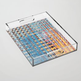 Blue And Yellow Distorted Criss Cross  Acrylic Tray