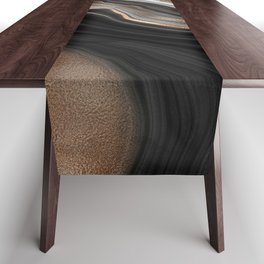 Elegant black marble with gold and copper veins Table Runner