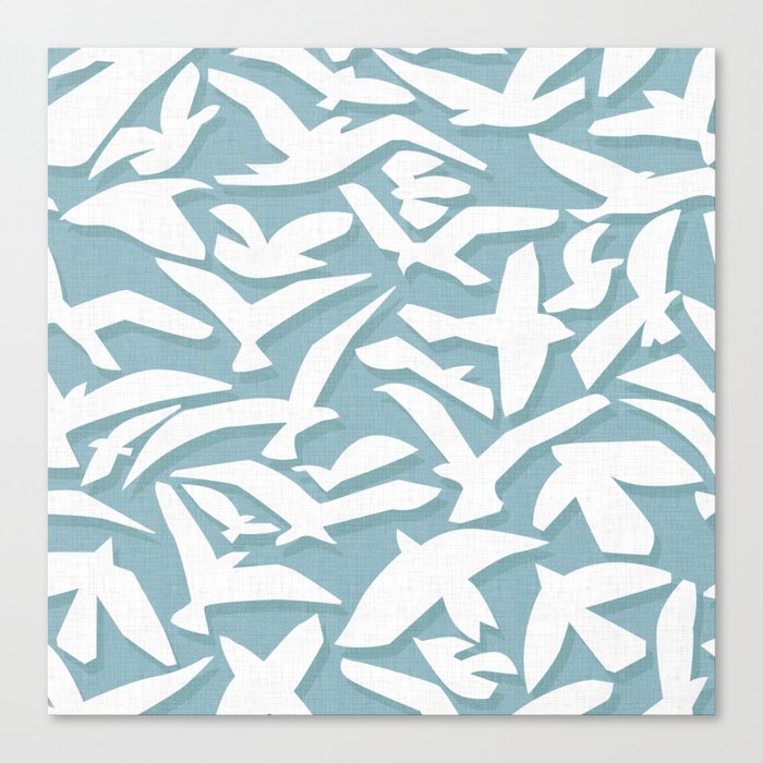 Abstract Seagulls on Summery Blue Canvas Print