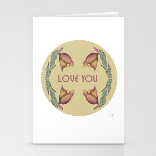 Flowers love you green Stationery Cards