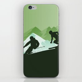 Winter Sport • Best Skiing Design Ever • Green Background iPhone Skin