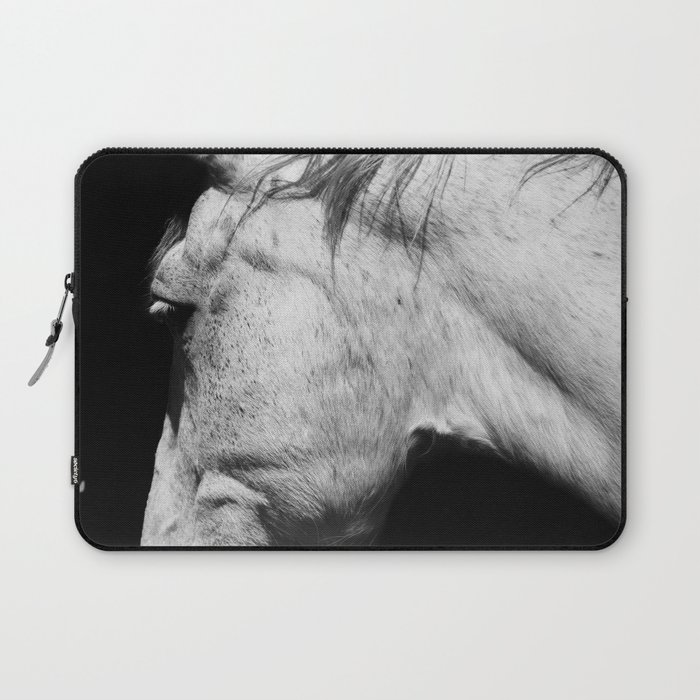 Casper Animals Horse Photography Black White Nature Laptop Sleeve By Wildhood