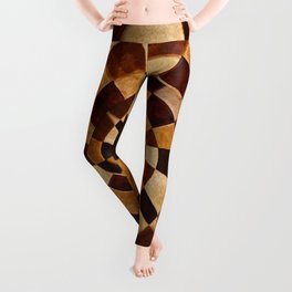 Irregular Grid Pattern Spiral colored with various Shades of Brown - Abstract art - Amazing Oil painting - Leggings