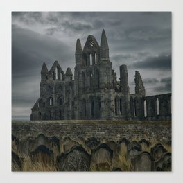 Great Britain Photography - Whitby Abbey Under The Gray Clouds Canvas Print