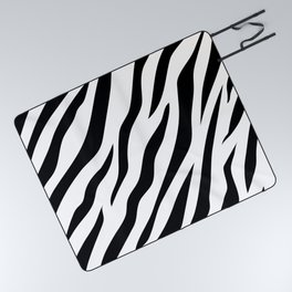 Zebra Print Pattern (white) Picnic Blanket