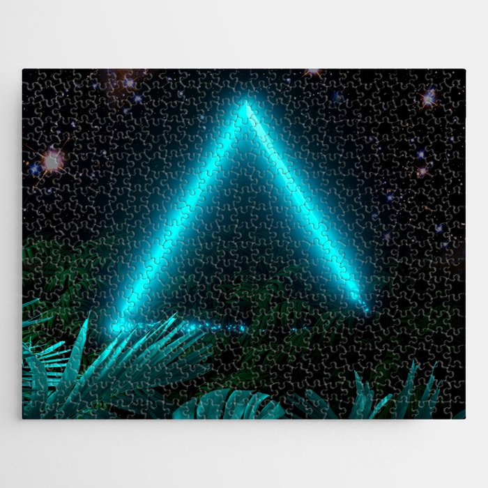 Neon landscape: Green Triangle & tropic Jigsaw Puzzle