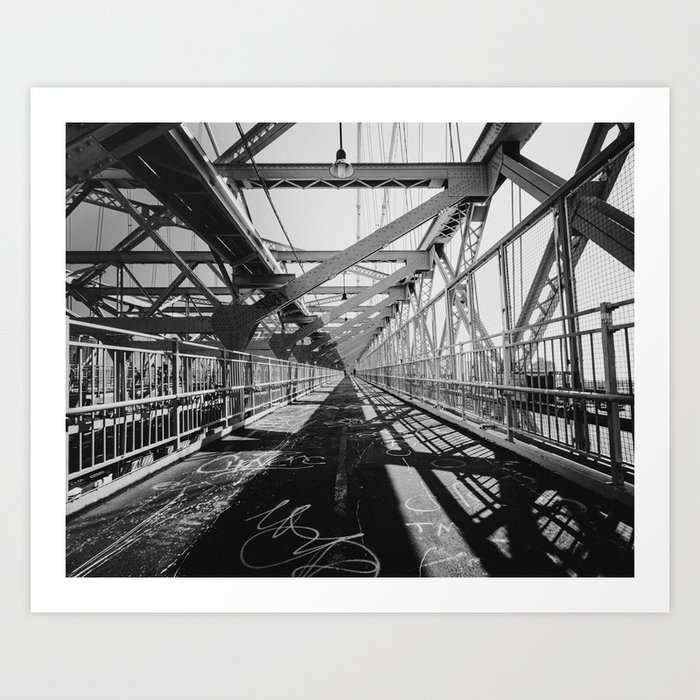 Williamsburg graffiti bridge to New York Manhattan | NYC architecture and lines | Travel city photography Art Print
