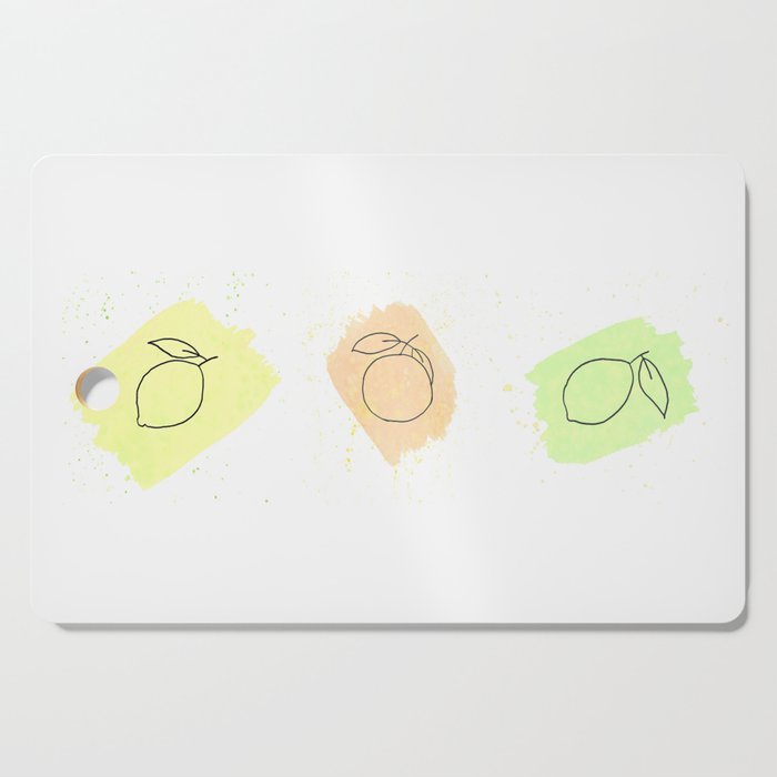 Minimalist Watercolor Citrus | Lemon, Orange, Lime Wall Art | Pastel Abstract Boho/Bohemian Cutting Board