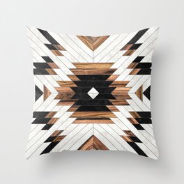 Urban Tribal Pattern No.5 - Aztec - Concrete and Wood Throw Pillow