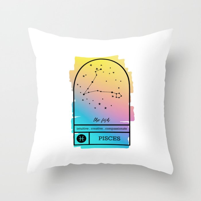 Pisces Zodiac | Bold Gradient Throw Pillow