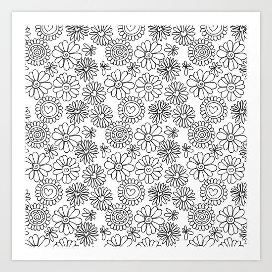 Doodle floral pattern Art Print