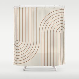 Minimal Line Curvature VI Earthy Natural Mid Century Modern Arch Abstract Shower Curtain