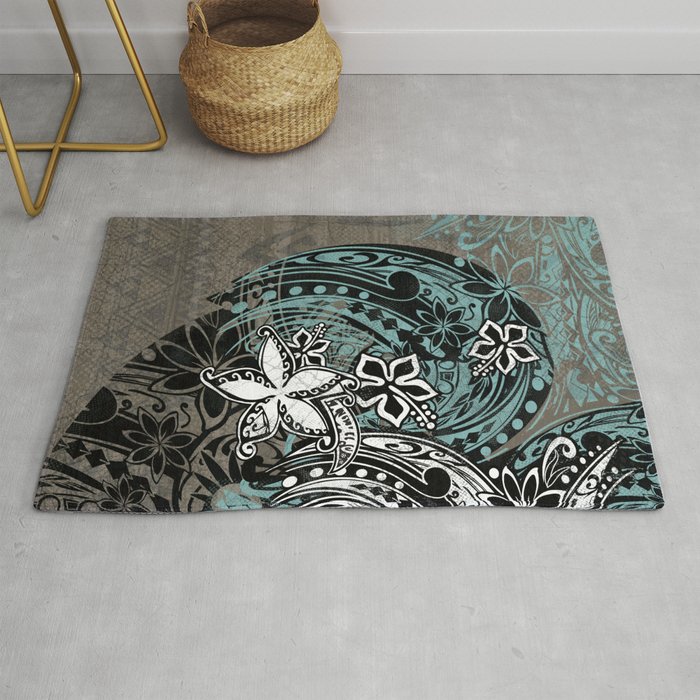 Hawaiian - Samoan - Polynesian Teal Slate Rug