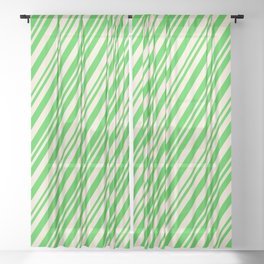 [ Thumbnail: Lime Green & Beige Colored Stripes/Lines Pattern Sheer Curtain ]