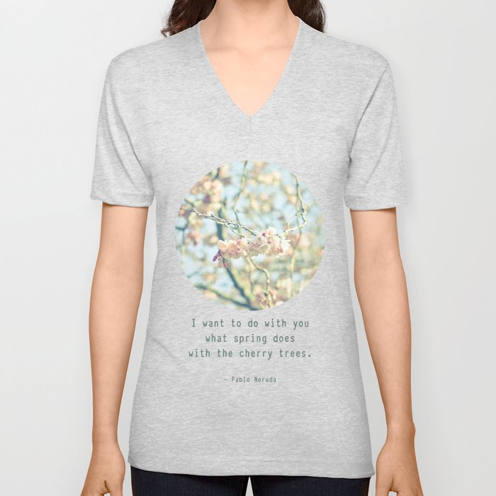 What the spring does to cherry trees V Neck T Shirt