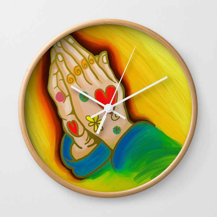 Praying Hands Painting Wall Clock By Prawny Society6
