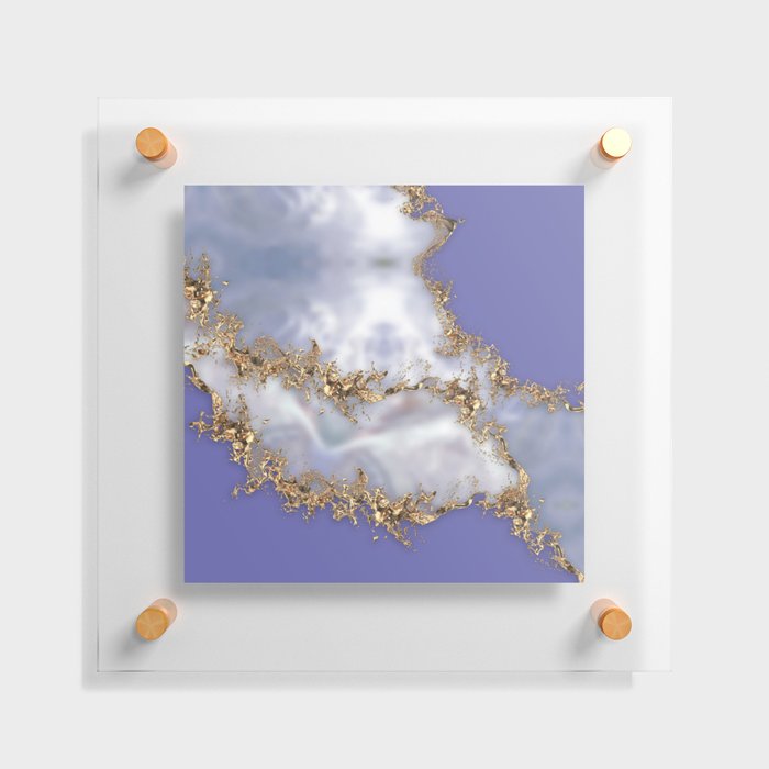 Very Peri and Pearl Gold Splatter Abstract Floating Acrylic Print