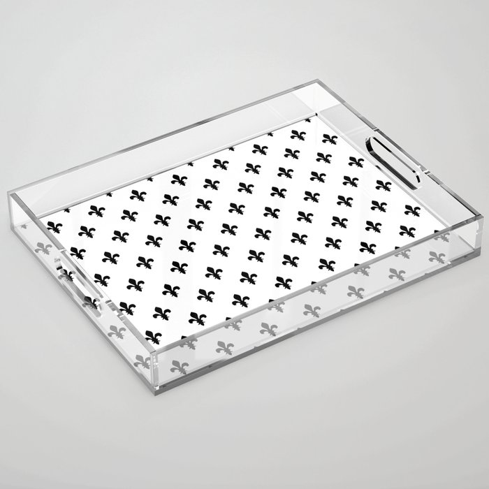 Fleur-de-Lis (Black & White Pattern) Acrylic Tray