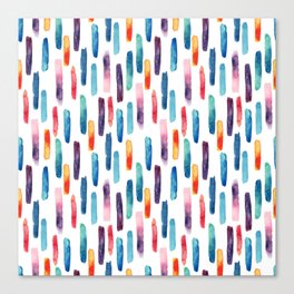 Watercolor long brush strokes background. Water color colorful lines seamless pattern. Hand painted abstract illustration Canvas Print