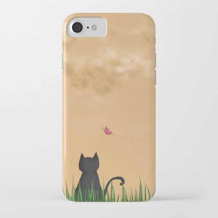Cat and Butterfly iPhone Case