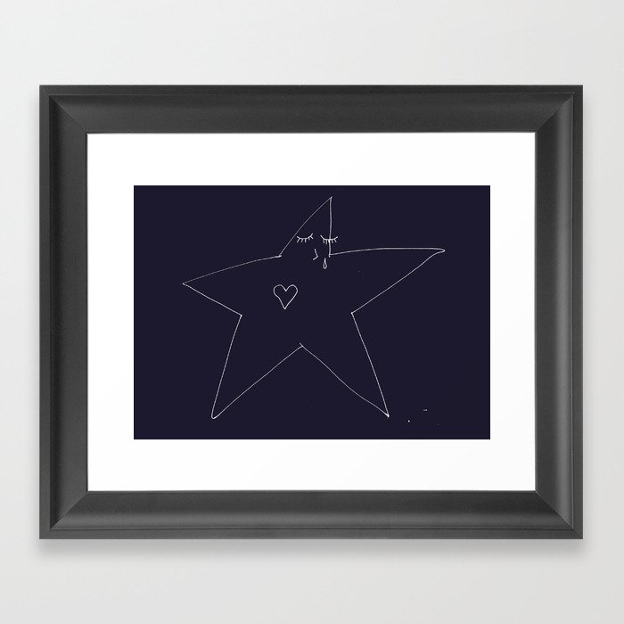 Lonely Star - Navy Framed Art Print