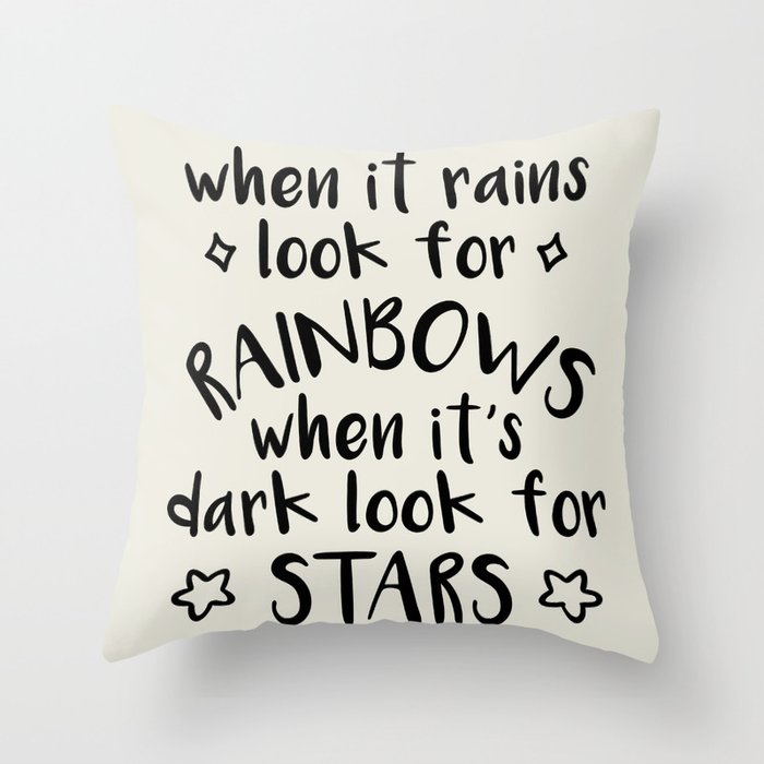 Look For Rainbows Word Art Drawing Throw Pillow
