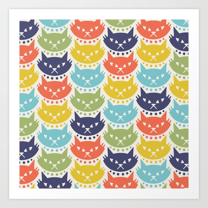 Mid Century Modern Cat Art Print By Tonymagner Society6