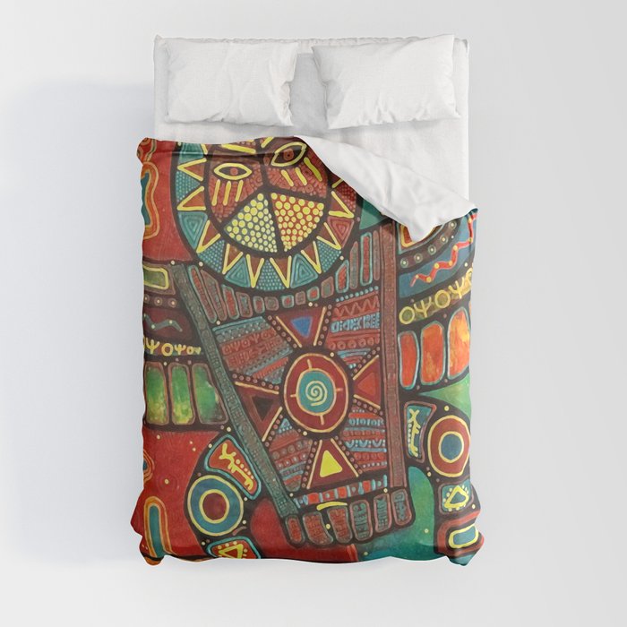Shaman Dance: Day and Night Duvet Cover