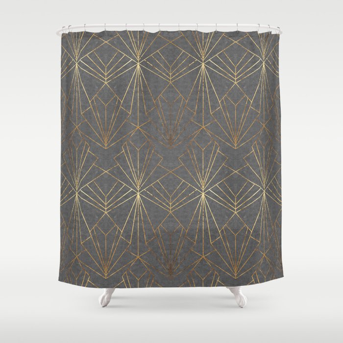 Art Deco In Gold Amp Grey Shower Curtain By Wellingtonboot