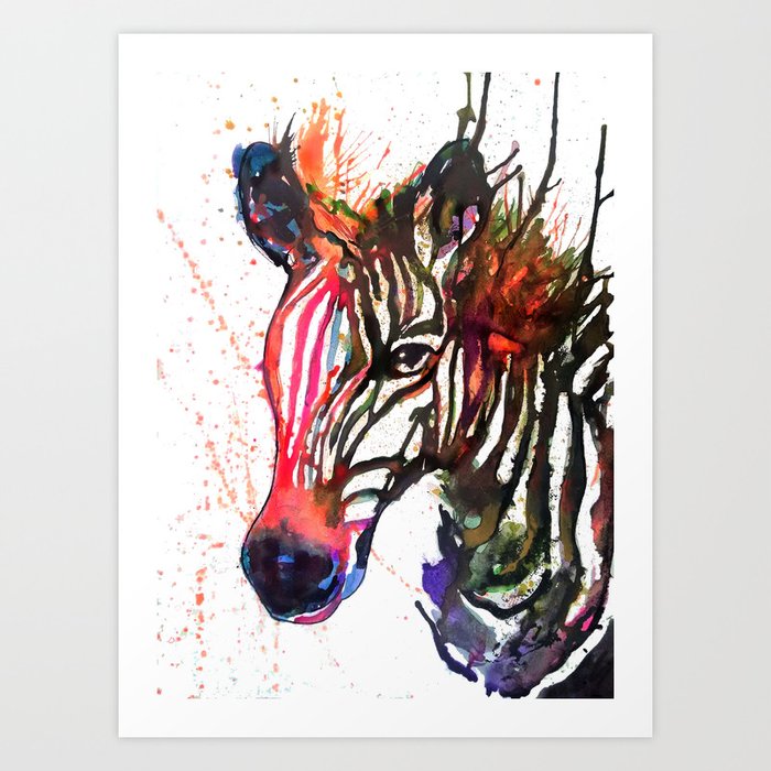 Zebra Splash Art Print