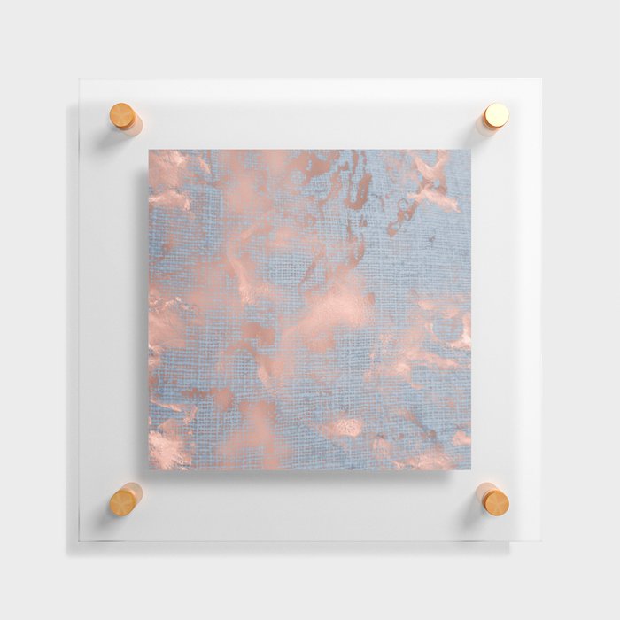 Abstract teal rose gold elegant marble Floating Acrylic Print