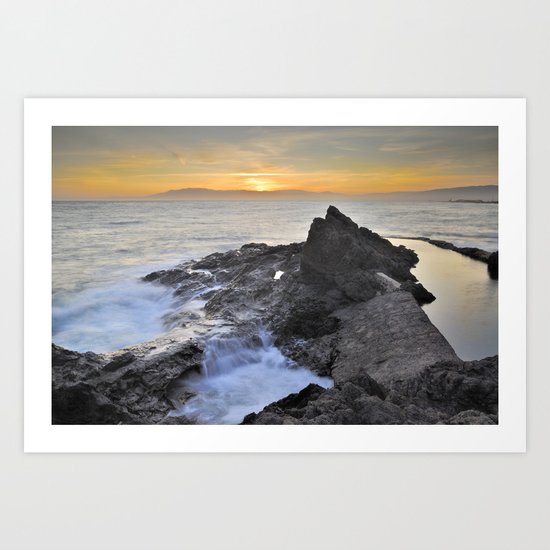 Orange sunset at the sea Art Print