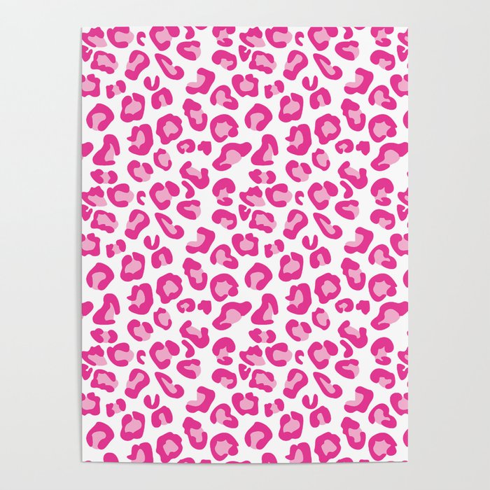 Leopard-Pinks on White Poster