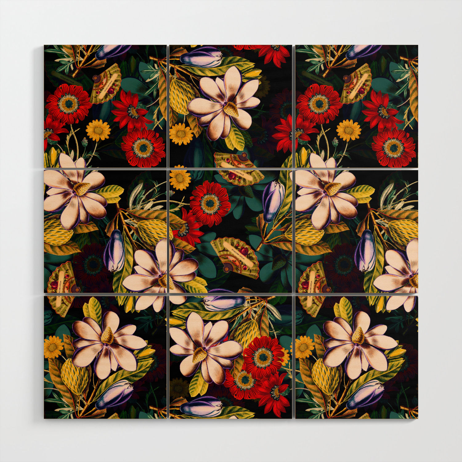 Japanese Floral Pattern Wood Wall Art By Burcu Korkmazyurek Society6