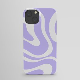 Retro Modern Liquid Swirl Abstract Pattern in Light Purple and White iPhone Case