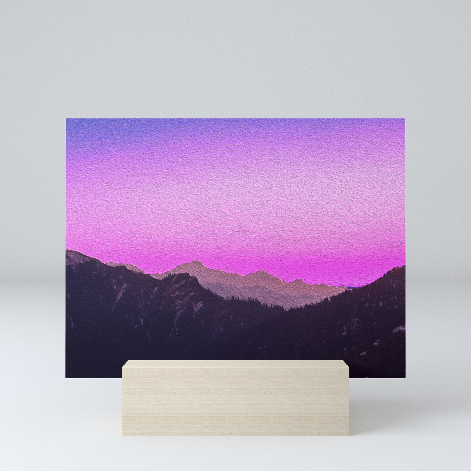 Pink Skies Over The Mountains Digital Artwork In Oil Painting