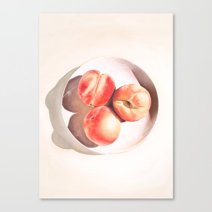 Fruit Still Life Watercolor Peaches Canvas Print
