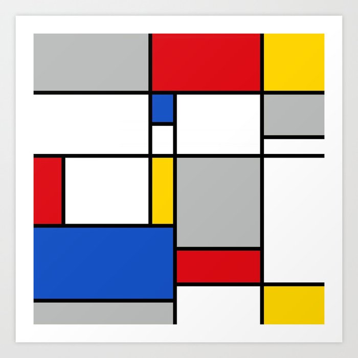 Geometric Mondrian Style B Art Print