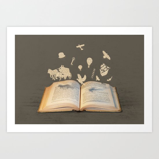 Words Take Flight (on Grey) Art Print