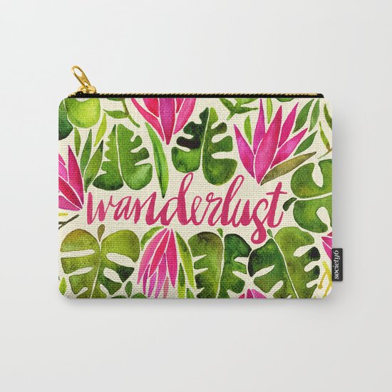 Tropical Wanderlust – Pink & Lime Carry-All Pouch