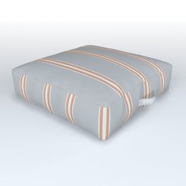 Stripes - Thick + Thin lines - Aleutian Blue, Rose Tan + White Outdoor Floor Cushion