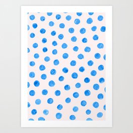 Painted blue dots Art Print