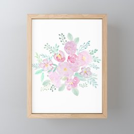 abstract pink flowers watercolor arrangement  Framed Mini Art Print