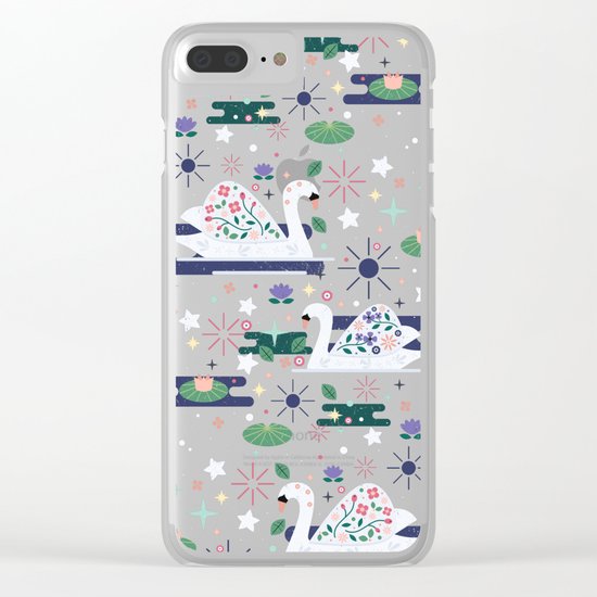 Swans on Stars Clear iPhone Case