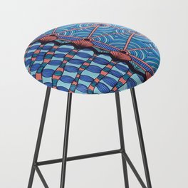 Blue and Salmon Pattern Bar Stool