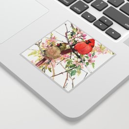 Cardinal Birds and Spring, cardinal bird design Sticker