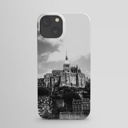 Mont St. Michel in Black and White Film iPhone Case