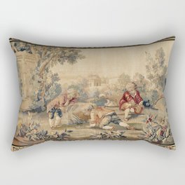 Aubusson  Antique French Tapestry Print Rectangular Pillow