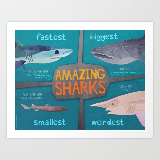 Amazing Sharks Art Print